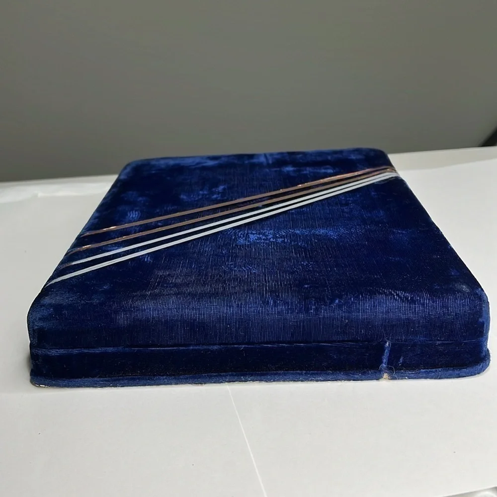 Vintage Blue Velvet 5 Celluloid Jewelry Box